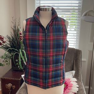 Talbots EUC Quilted puffy vest Red/Blu/Grn Sz Mp